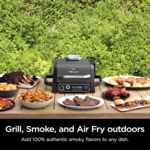 Ninja | Woodfire Series | 7-in-1 (Grill, BBQ, Roast, Air Fry, Dehydrate, Broil, Smoke) | Portable & Weather Resistant | Cook Up To 6 Steaks & 30 Hot Dogs | Woodfire Pellets...