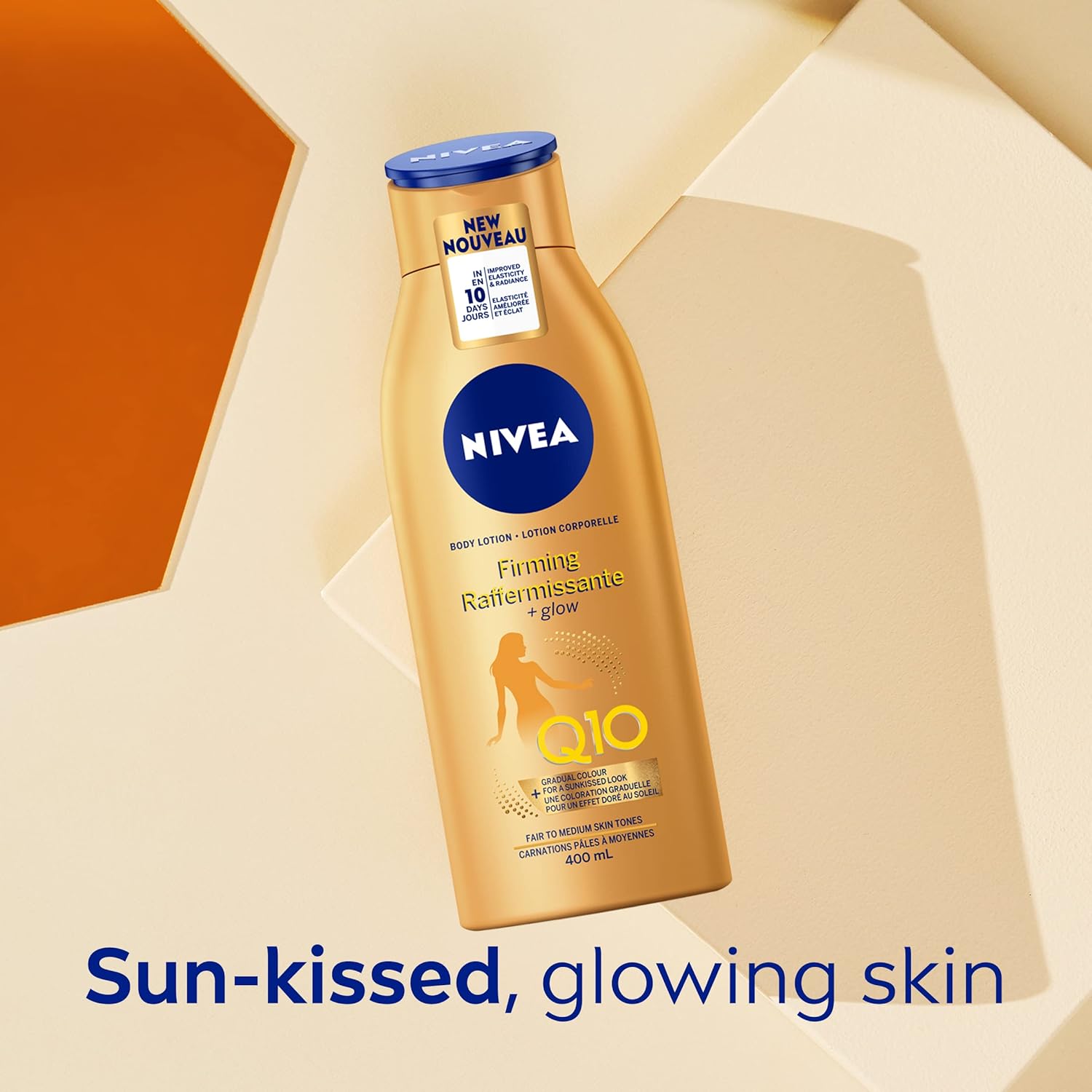NIVEA Q10 Firming + Glow Body Lotion | Firmer-Feeling Skin | Gradual Tanning Lotion without sun exposure |Firming Body Lotion | Daily Moisturizer | For all skin types | 400mL