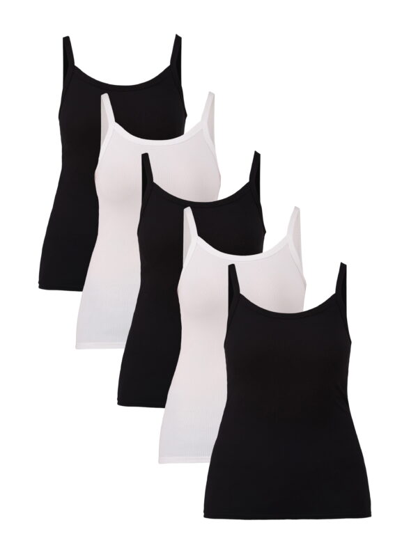 No Boundaries Ribbed Cami Top, 1 or 5-Pack, Women's No Boundaries Ribbed Cami Top, 1 or 5-Pack, Women's