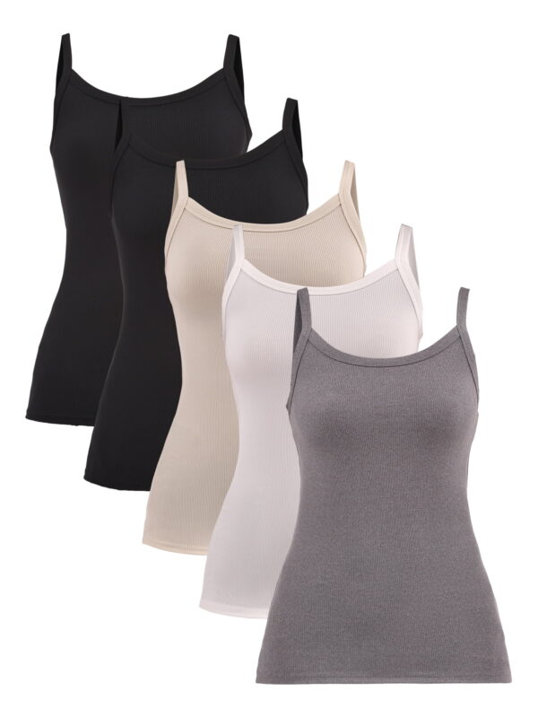 No Boundaries Ribbed Cami Top, 1 or 5-Pack, Women's No Boundaries Ribbed Cami Top, 1 or 5-Pack, Women's