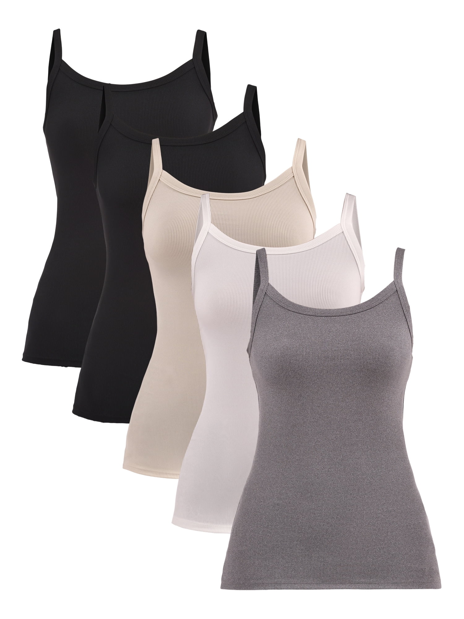 No Boundaries Ribbed Cami Top, 1 or 5-Pack, Women's