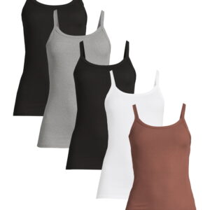 No Boundaries Ribbed Cami Top, 1 or 5-Pack, Women's