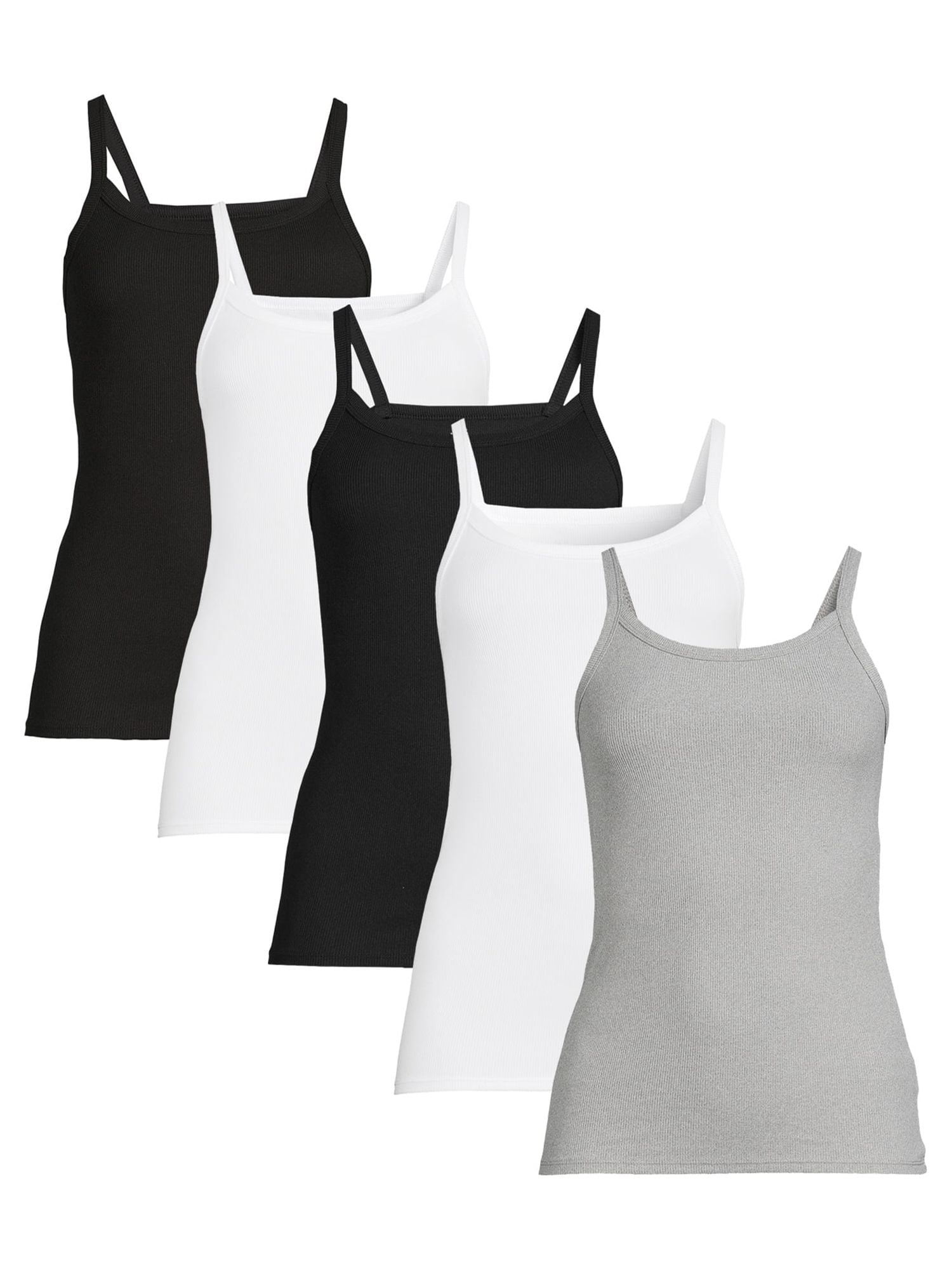 No Boundaries Ribbed Cami Top, 1 or 5-Pack, Women's