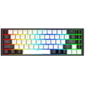 NPET K62 65% Gaming Keyboard, RGB Backlit Ultra-Compact Gaming Keyboard, Mini Wired Computer Membrane Keyboard for Windows PC Gamers(68 Keys, White