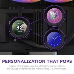 NZXT Kraken Elite RGB 360mm - RL-KR36E-B1 – RGB AIO CPU Liquid Cooler – Customizable LCD Display - 3 x F120RGB Core Fans Radiator Fans Black LGA