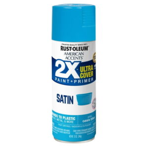 Oasis Blue, Rust-Oleum American Accents 2X Ultra Cover Satin Spray Paint- 12 oz, 6 Pack