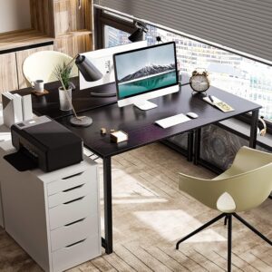 ODK 48 Inches Computer Desk for Home Office, Office Table for Small Spaces, Writing Desk with Headphone Hooks, Black