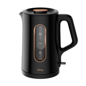 Offacy Electric Kettle, Tea Kettle Pot, Double Wall Glass Inner 1.5L/1200W, Hot Water Kettle Teapot Boiler & Heater with Automatic Shut Off, BPA-Free & LED Indicator Lights, Black