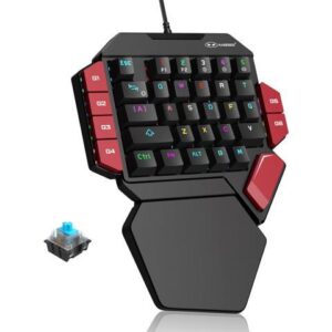 One Handed Professional Gaming Keyboard, RGB Backlit 35 Keys Mini Wired Mechanical Keyboard with Blue Switch for PC Gamer, Support 6 Macro Keys -