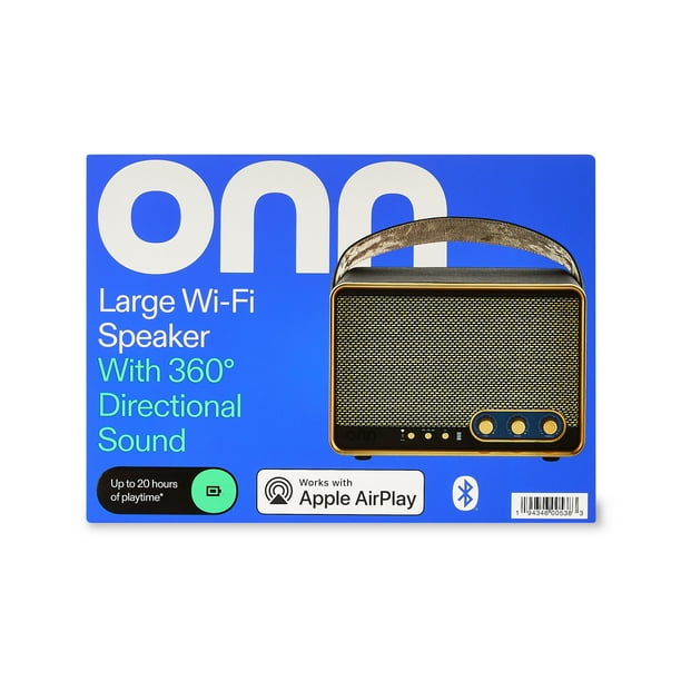 onn Large Wi-Fi Speaker with 360-Degree Directional Sound, Black