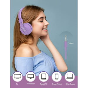 ONTA Kids Headphones for Boys Girls - Child Student Headset Wired Plug Toddler Earphones School Teen on Ear for Computer | Laptop | Plane Travel | Game, Purple