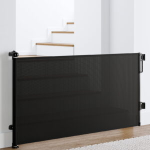 Ophanie Retractable Baby Safety Gate,Extra Wide Mesh Dog Pet Gate 33" Tall, Extends to 55" Wide, Indoor & Outdoor Child Gates for Stair&Doorways, Black