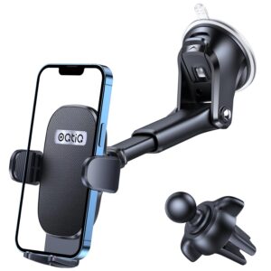 OQTIQ 3-in-1 Suction Cup Phone Holder Windshield/Dashboard/Air Vent, Dashboard & Windshield Suction Cup Car Phone Mount with Strong Sticky Gel Pad, Compatible with iPhone,...