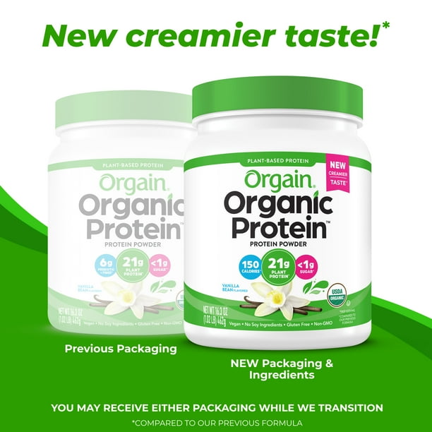 Orgain Organic Vegan 21g Protein Powder, Plant Based Shake Drink, Vanilla Bean 1.02lb