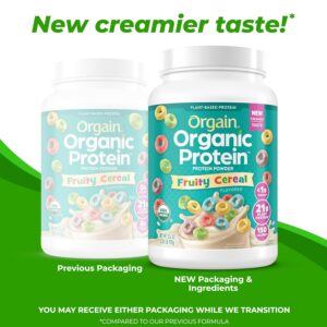 Orgain Organic Vegan Protein Powder, Fruity Cereal - 21g Plant Based Protein, Gluten Free, Dairy Free, Lactose Free, Soy Free, No Sugar Added, Kosher, For Smoothies & Shakes -...