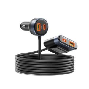 ORICO 98W 4-Port Car Charger, Compatible with 12V-24V Vehicles for Phone/iPad/Dashcams.(CC-98AC)