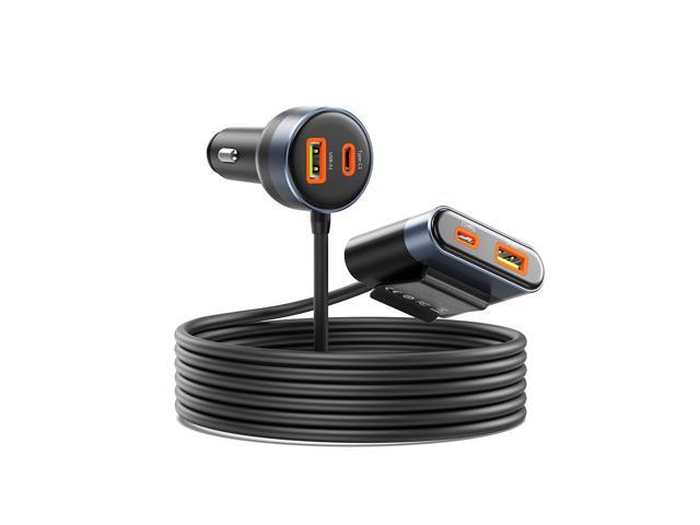 ORICO 98W 4-Port Car Charger, Compatible with 12V-24V Vehicles for Phone/iPad/Dashcams.(CC-98AC)