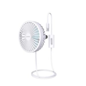 ORICO Summer Car Cooling Fan Three-Speed Adjustable Low Noise 360° Rotation DC 5.0V for RV Truck Bus Boat Car Vehicle - White