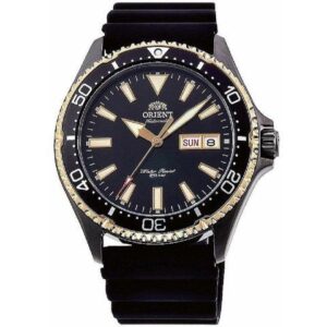 Orient Mens Stainless Steel Japanese Automatic Watch With Rubber Strap, Black, 22 (Model: Ra-Aa0005B19B)