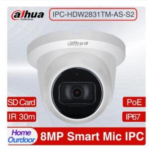 Original 8MP DH IPC-HDW2831TM-AS-S2 Lite IR POE Fixed-focal WDR Built-in Mic Eyeball Network IP67 Camera White 3.6mm Lens