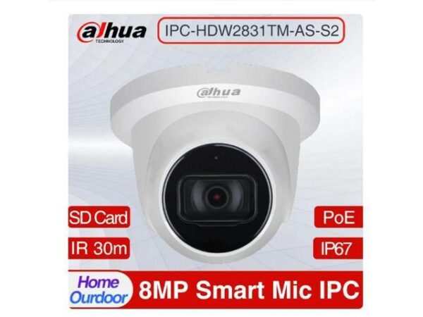 Original 8MP DH IPC-HDW2831TM-AS-S2 Lite IR POE Fixed-focal WDR Built-in Mic Eyeball Network IP67 Camera White 3.6mm Lens Original 8MP DH IPC-HDW2831TM-AS-S2 Lite IR POE Fixed-focal WDR Built-in Mic Eyeball Network IP67 Camera White 3.6mm Lens