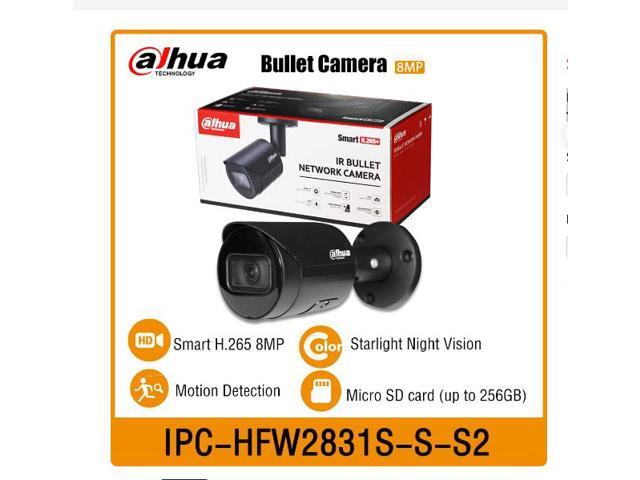 Original DH IPC-HFW2831S-S-S2 8MP Surveillance IP Camera Security POE IP67 IR 30m P2P Bullet Starlight Camera IP67 Protection White 3.6mm Lens