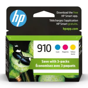 Original HP 910 Cyan, Magenta, Yellow Ink Cartridges (3-pack) | Works with HP OfficeJet 8018, 8022; HP OfficeJet Pro 8020, 8025, 8035| Eligible for Instant Ink | 3YN97AN