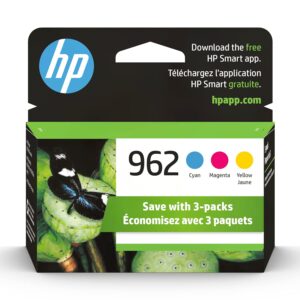 Original HP 962 Cyan, Magenta, Yellow Ink Cartridges (3-pack) | Works with HP OfficeJet 9010 Series, HP OfficeJet Pro 9010, 9020 Series | Eligible for Instant Ink | 3YP00AN
