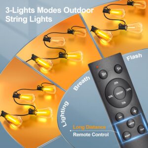 Outdoor String LED Patio Lights - 100Ft 30M Outside Waterproof Light with Remote Dimmable ST38 Shatterproof Bulb Connectable Hanging Outdoor Electric Lighting for Backyard Yard...