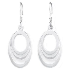 Oval Dangle Drop Earrings in Sterling Silver