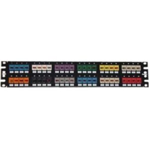 Panduit Mini-Com 48 Port Modular Patch Panel, 2U Rack-mountable - Black