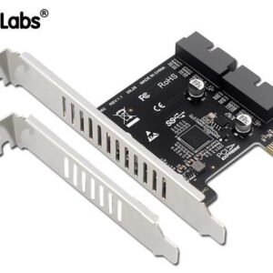 PCI-E 1X to 2 Ports Internal USB 3.0 19Pin 20Pin Header for Front Panel,USB 3.0 5Gbps to PCIe Expansion Card Adapter with High & Low Profile Bracket