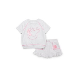 Peppa Pig Toddler Girls Embroidery T-Shirt and Ruffle Shorts Set, 2-Piece, Sizes 12M-5T