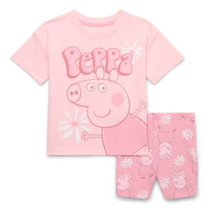Peppa Pig Toddler Girls Graphic Tee and Bike Shorts Set, 2-Piece, Sizes 12M-5T