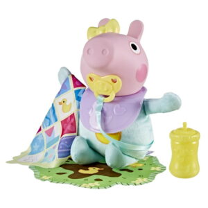 Peppa Pig Toys Oinks + Snuggles Baby Evie Interactive Baby Doll with Accessories, 20+ Sounds, 3+