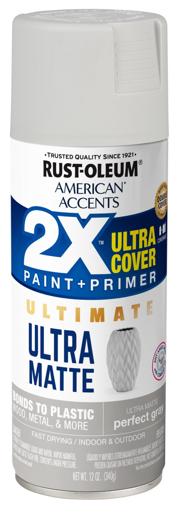 Perfect Gray, Rust-Oleum American Accents 2X Ultra Cover Ultra Matte Spray Paint, 12 oz Perfect Gray, Rust-Oleum American Accents 2X Ultra Cover Ultra Matte Spray Paint, 12 oz