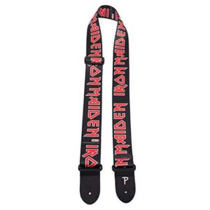 Perri's Leathers 2" Polyester Guitar Strap with Leather Ends, Iron Maiden Logo