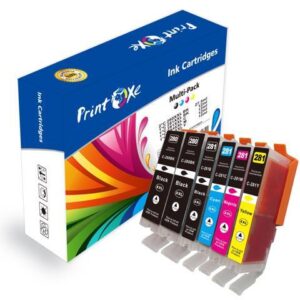 PGI 280 / CLI 281 XXL Compatible Set + Black | 6 Ink Cartridges | WITHOUT Photo Blue for Canon TR7500 TR7520 TR8500 TR8520 TR8620 TS6100 TS6120 TS6200