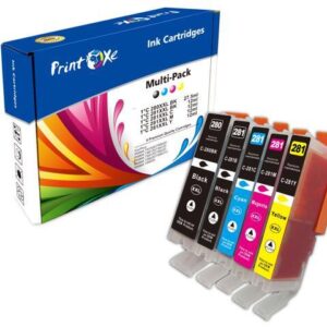 PGI 280 / CLI 281 XXL Compatible Set of 5 High Yield Ink Cartridges Without Photo Blue for Canon PIXMA TR7500 TR7520 TR8500 TR8520 TR8620 TS6100