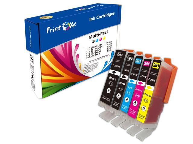 PGI 280 / CLI 281 XXL Compatible Set of 5 High Yield Ink Cartridges Without Photo Blue for Canon PIXMA TR7500 TR7520 TR8500 TR8520 TR8620 TS6100