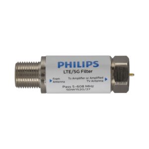 Philips LTE Filter for TV Antenna, Filters 4G 5G LTE Signal to Reduce Interference and Pixilation for Clear Digital HD TV Reception, Frequency Range 5-608 MHz, Indoor Outdoor...