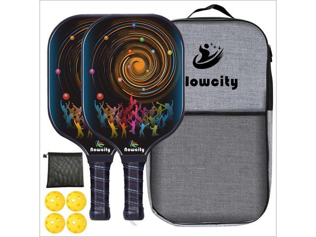 Pickleball Paddles - Nowcity Graphite Pickleball Paddle Set Lightweight Texture Surface Polymer Honeycomb Core Pickleball Racket Cushion Comfort Contour Grip Low-Profile Edge...