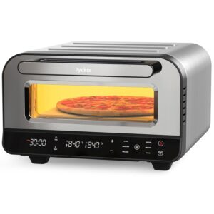 Pizza Oven Indoor, Countertop Electric Pizza Maker 12-inch, 2-minute Pizza, 6 Presets 840F Max Temperature Pizza Cooker with Stone&Peel&Cutter Included, Neapolitan, Thin Crust,...