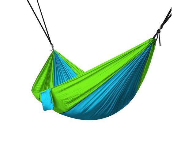 Portable 2 Person Hammock Rope Hanging Swing Camping - Light Blue & Fruit Green