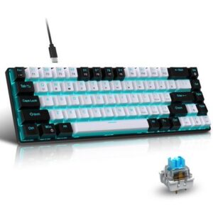 Portable 60% Mechanical Gaming Keyboard, LED Backlit Compact 68 Keys Mini Wired Office Keyboard with Blue Switch for Windows Vista/XP/7/8/10/11, MAC