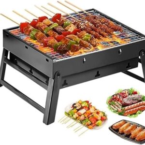Portable Charcoal Grill,17" Folding Portable BBQ Charcoal Grill Compact Tabletop Mini Smoker Small BBQ Grill Outdoor for Travel Backyard Picnic Beach