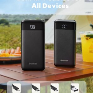 Portable Charger with Built in Cables, Portable Charger with Cords Wires Slim 10000mAh Travel Essentials Battery Pack 6 Outputs 3A High Speed Power Bank for iPhone Samsung Pixel...