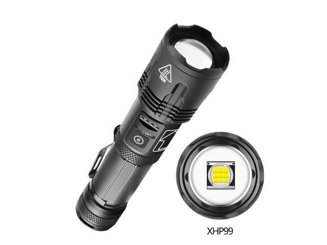 Portable LED Flashlight XHP99 Powerful Camping Tactical Torch USB Rechargeable Zoomable Flash light Waterproof Phone Power Bank