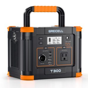 Portable Power Station 300W (Peak 600W), GRECELL 230.88Wh Solar Generator with 60W USB-C PD Output, 110V Pure Sine Wave AC Outlet Backup Lithium Battery for Outdoors Camping...