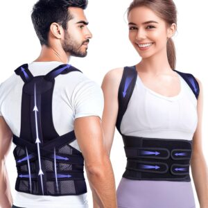 Posture Corrector for Women and Men, Upgraded Full Back Brace Support, Adjustable Shoulder Straightener for Improving Back Posture, Relief for Upper and Lower Back, Lumbar,...